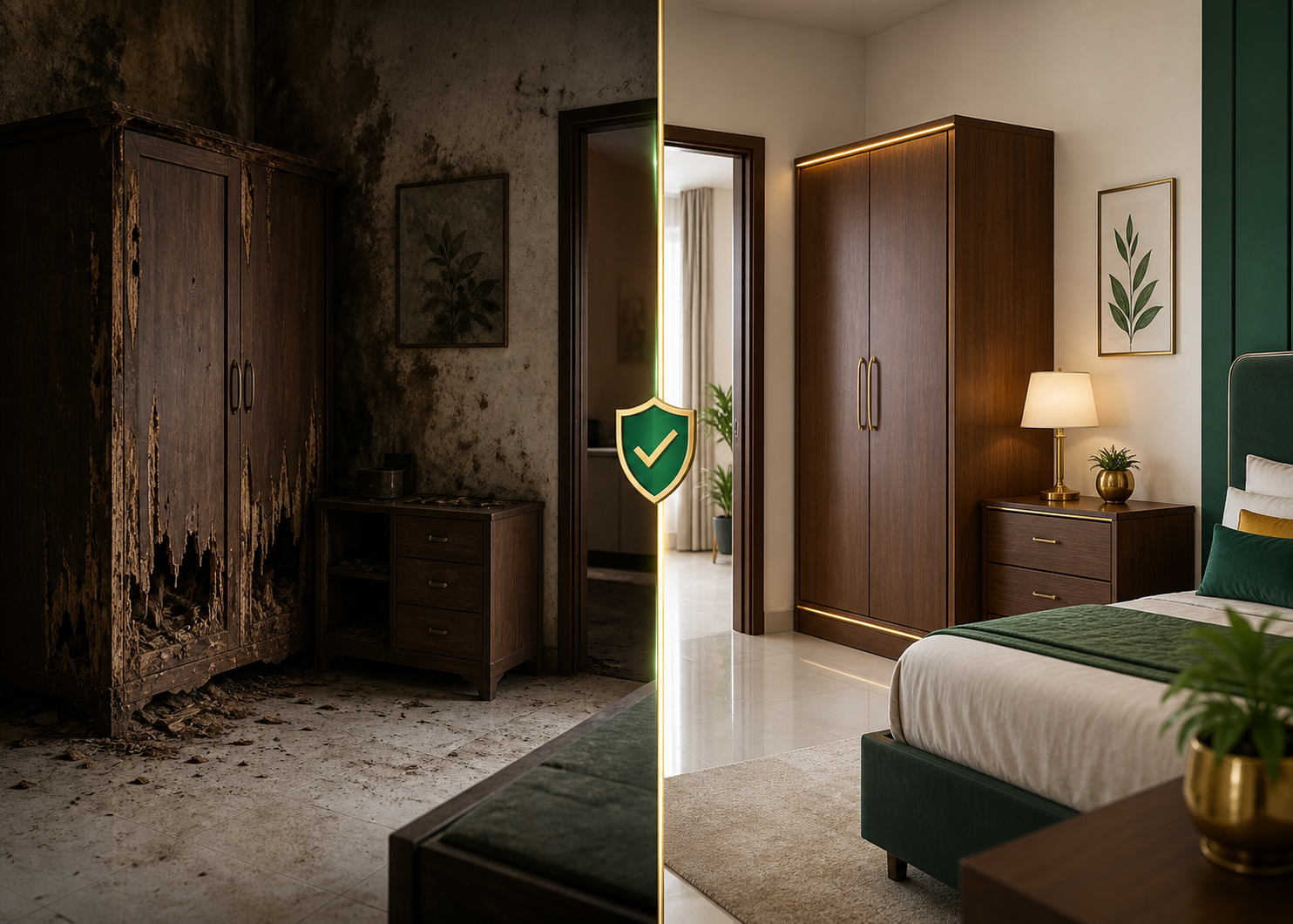 Before and after pest control result comparison