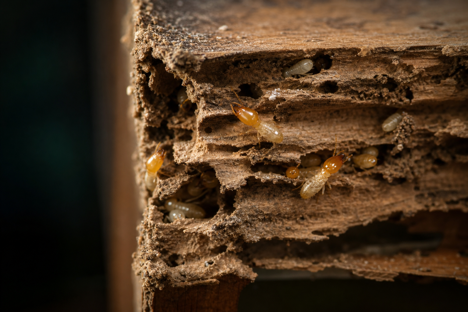 Termite damage in wood